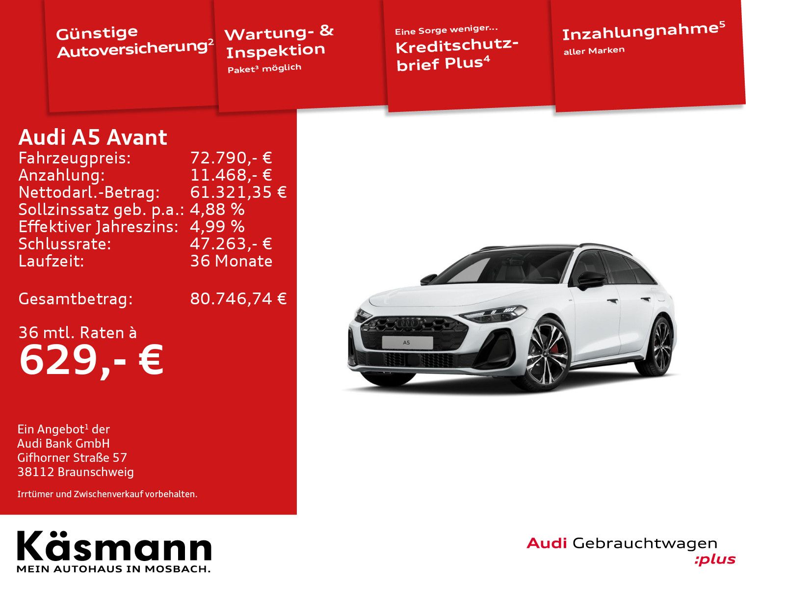 Audi A5 Avant e-hybrid quattro S line PANO KAM B&O