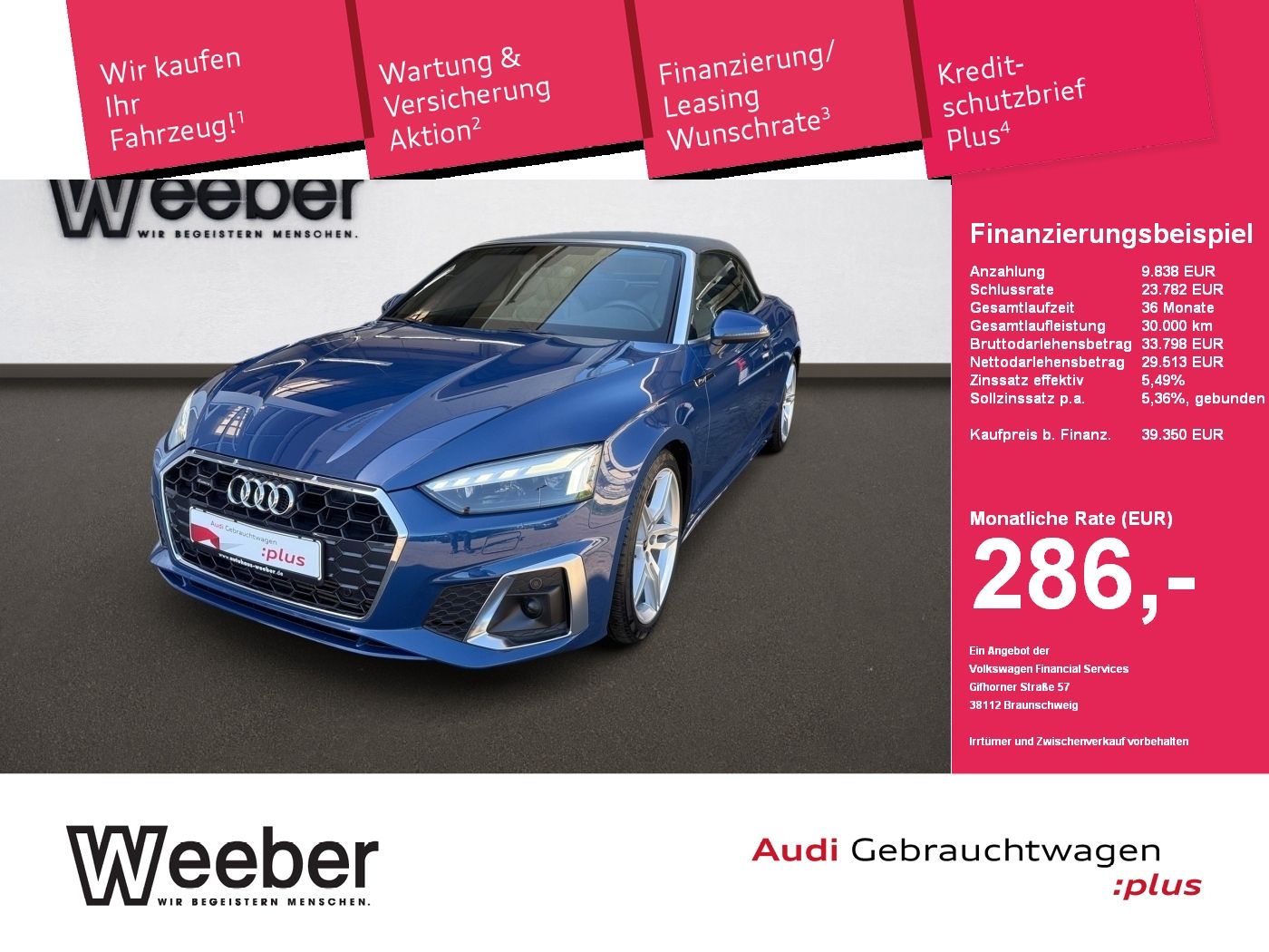 Audi A5 Cabriolet S line *AHK*NAVI*MATRIX*B&O*LEDER*K