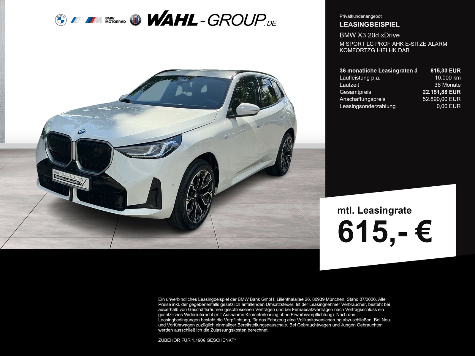 BMW X3 20d xDrive M SPORT LC PROF AHK E-SITZE ALARM 