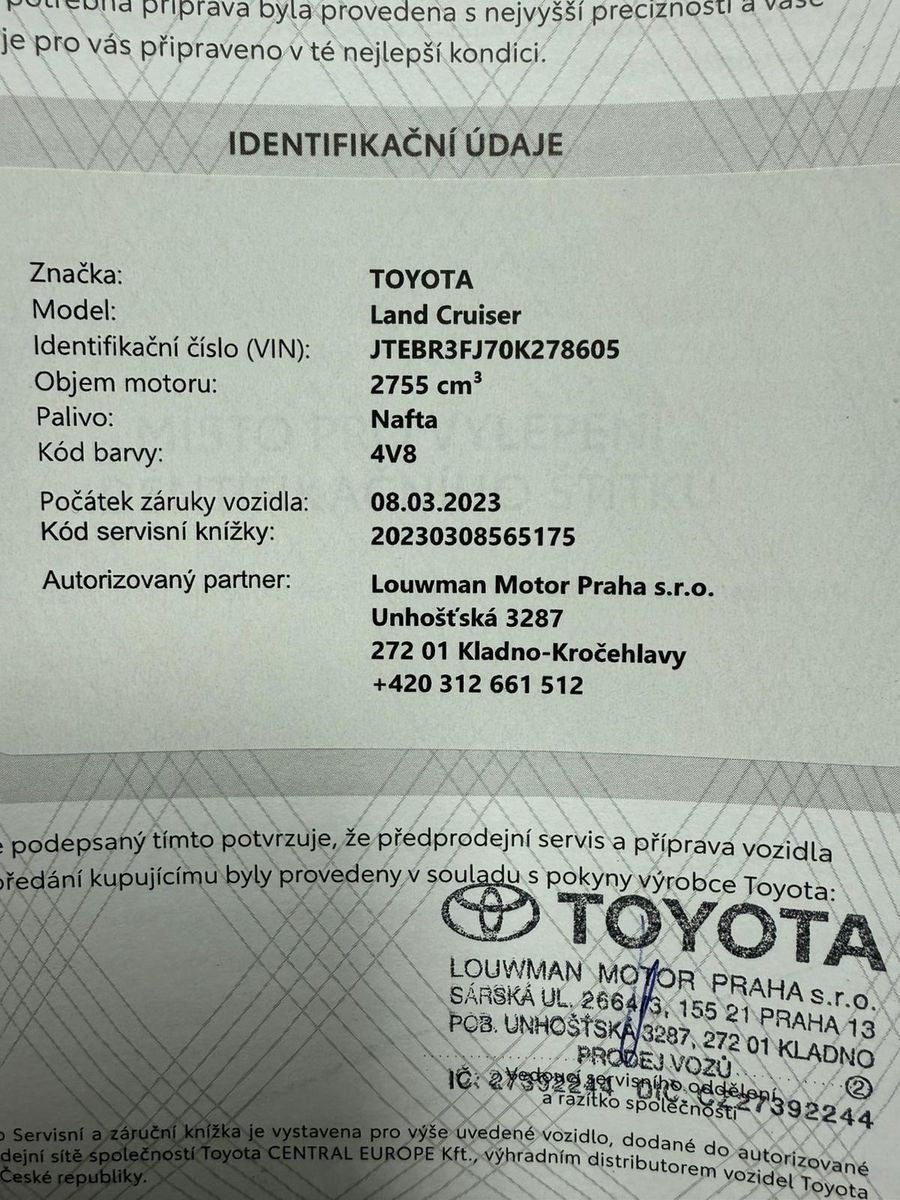 Toyota Land Cruiser 2.8 D-4D Executive AT motor start