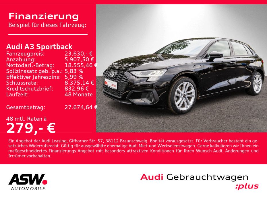 Audi A3 Sportback 40 TFSI e Stronic LED Navi RFK HUD