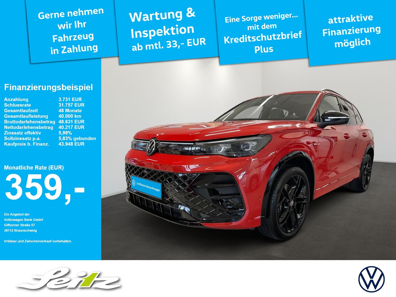 Volkswagen Tiguan 2.0 TDI 4M R-Line *AHK*PANO*NAVI*KAMERA*