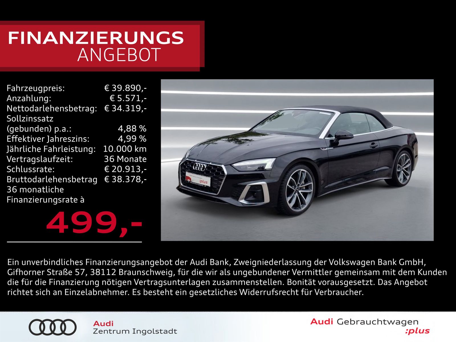 Audi A5 Cabriolet 40 TDI qu 2x S line MATRIX AHK 19"
