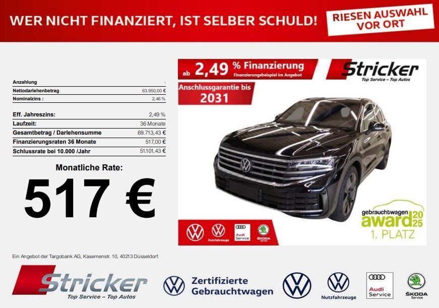 Volkswagen Touareg Elegance 3.0TDI 517,-ohne Anzahlung Dyna