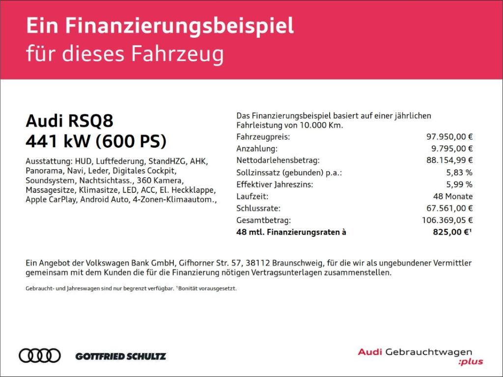 Audi RSQ8 Matrix HUD BuO Pano 23 RS Abgas