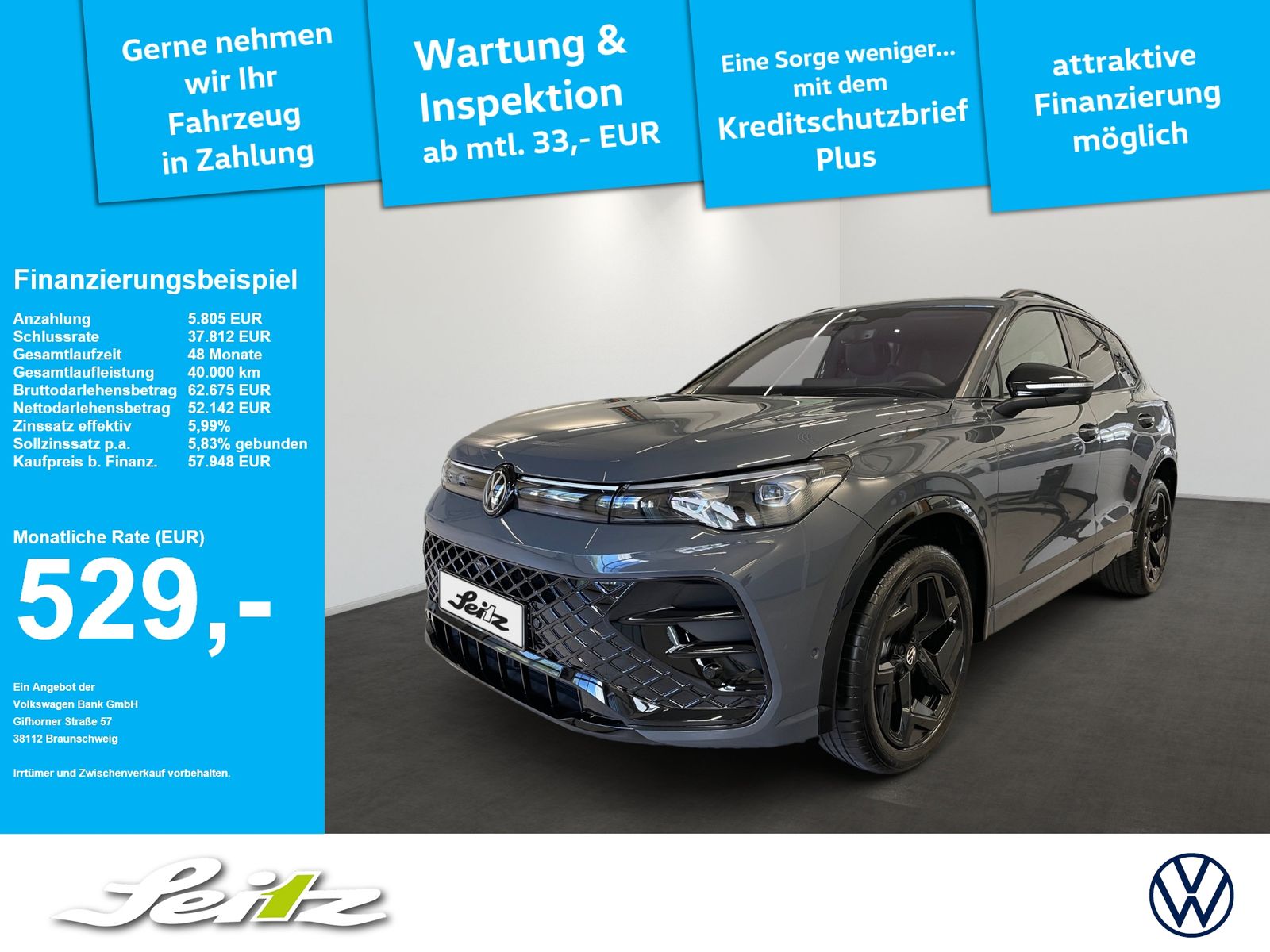 Volkswagen Tiguan 2.0 TDI 4M R-Line *HEAD-UP*PANO*AHK*STAND
