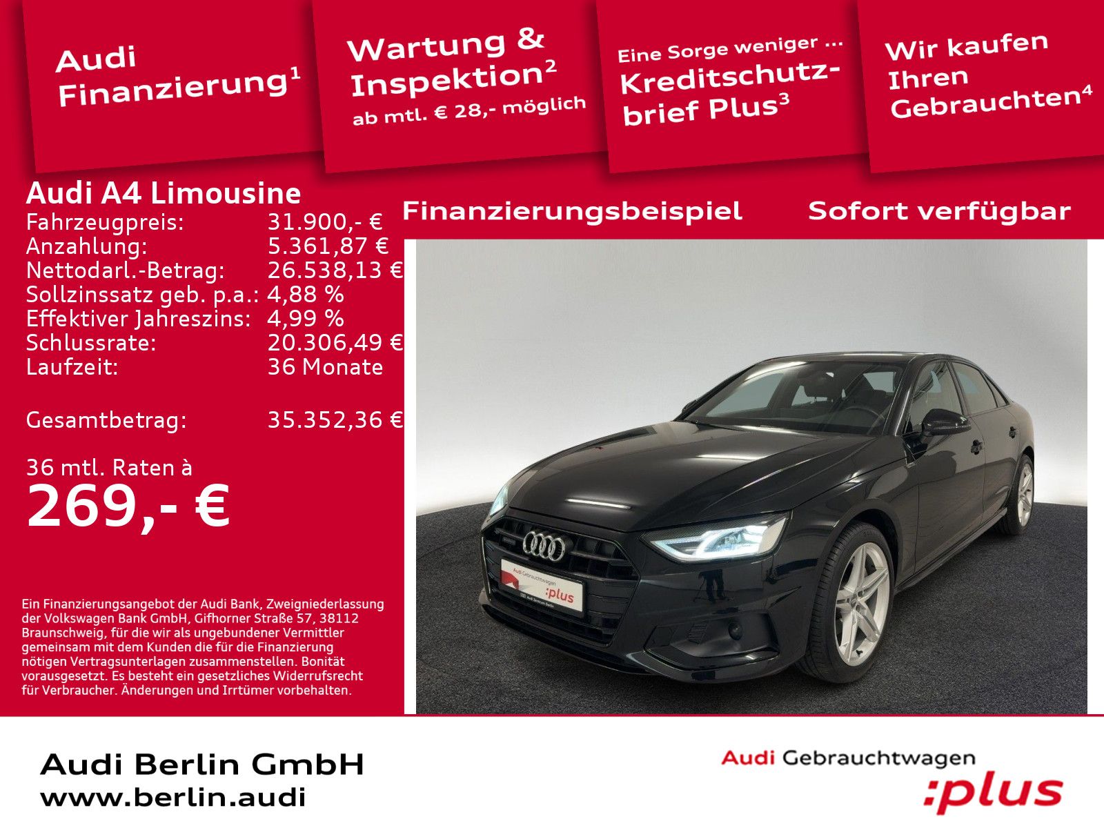 Audi A4 Limousine Advanced 40 TDI S tr. PDC AHK NAVI