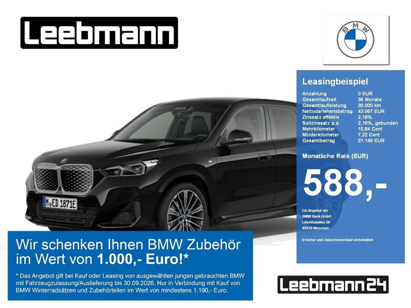 BMW iX1 xDrive30 M-Sport AHK Finanzierung ab 0,49