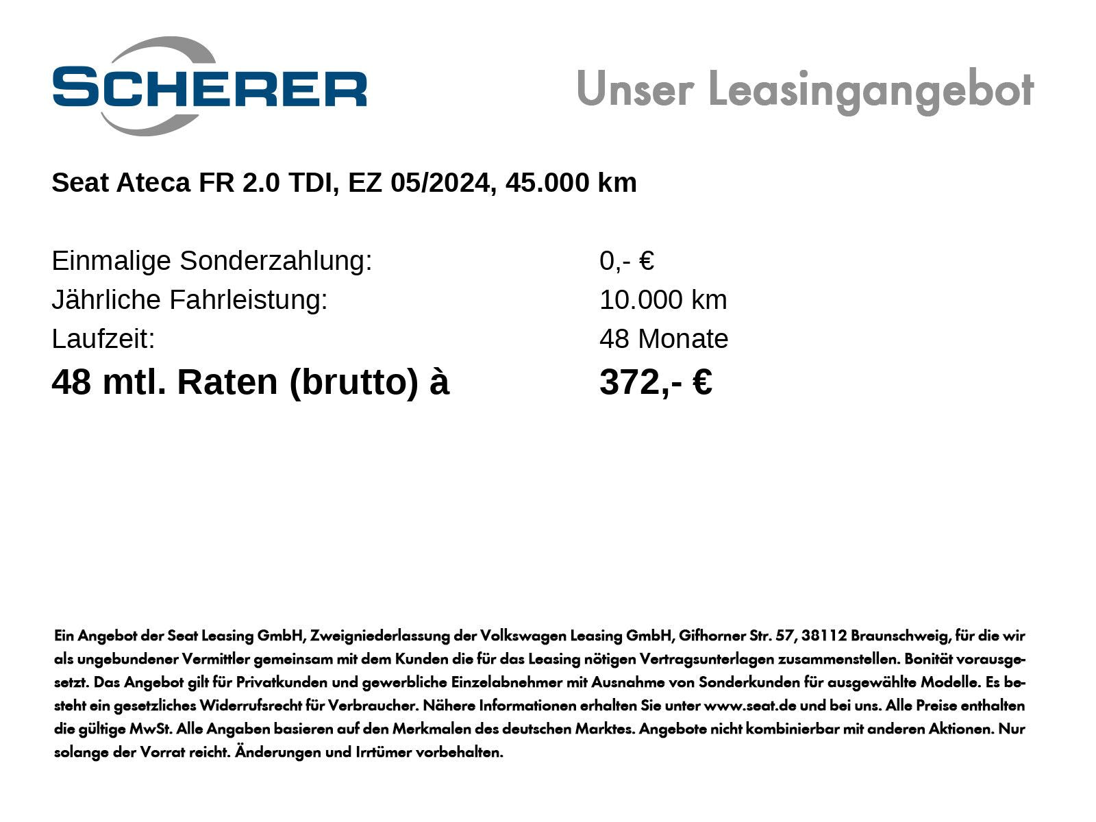 Seat Ateca FR 2.0 TDI DSG AHK CarPlay Rückfahrkamera