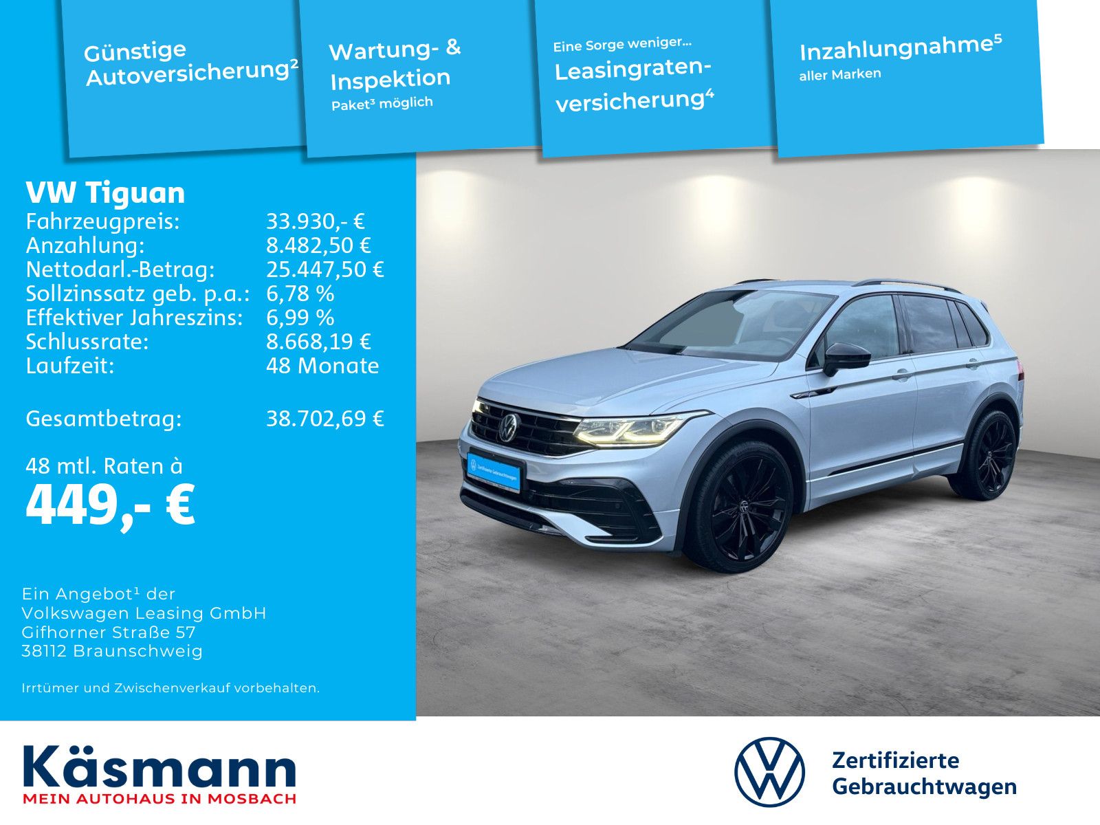 Volkswagen Tiguan R-Line 2.0TDI 4M AHK STANDH MATRIX