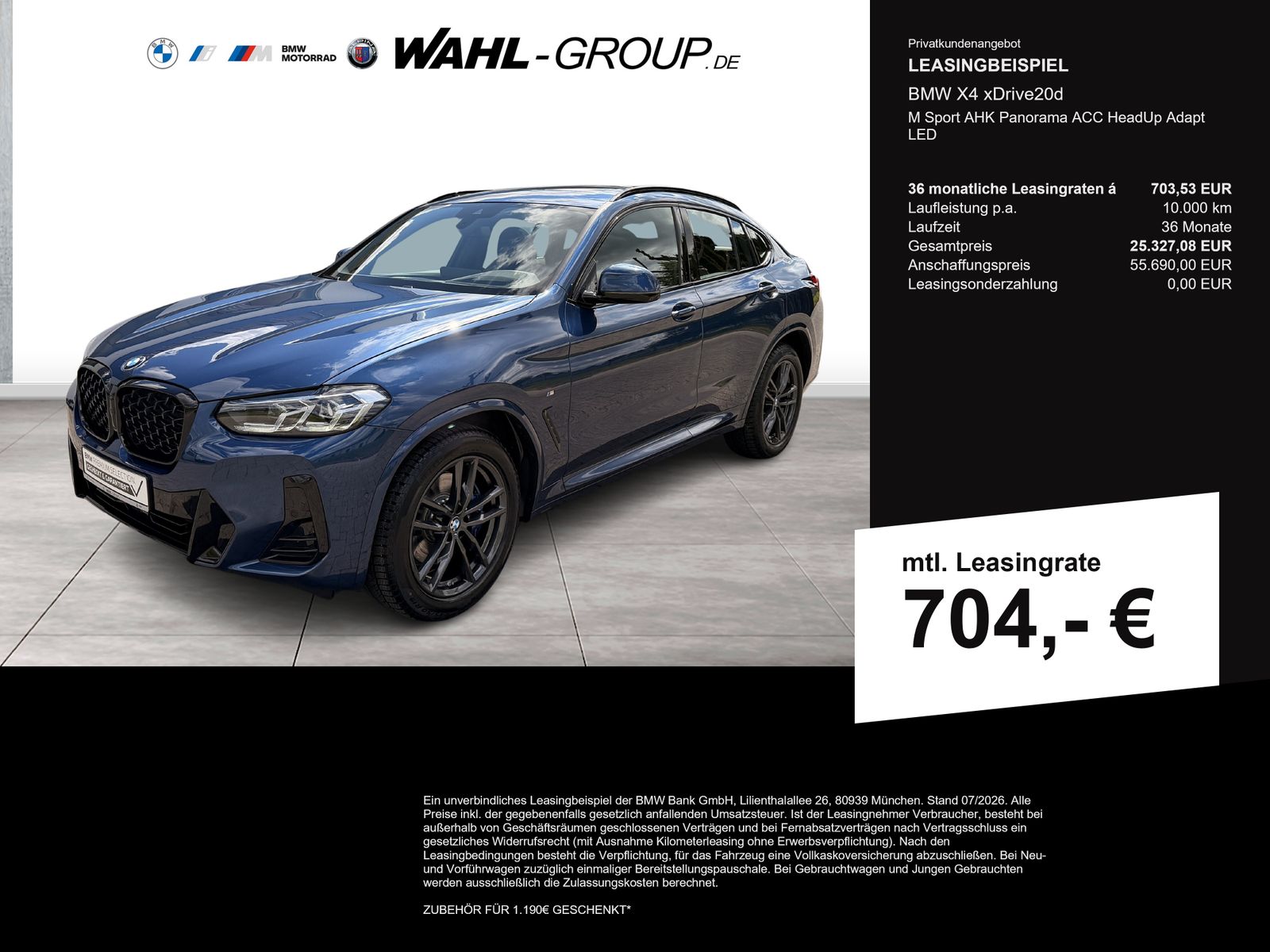 BMW X4 xDrive20d M Sport AHK Panorama ACC HeadUp Ada