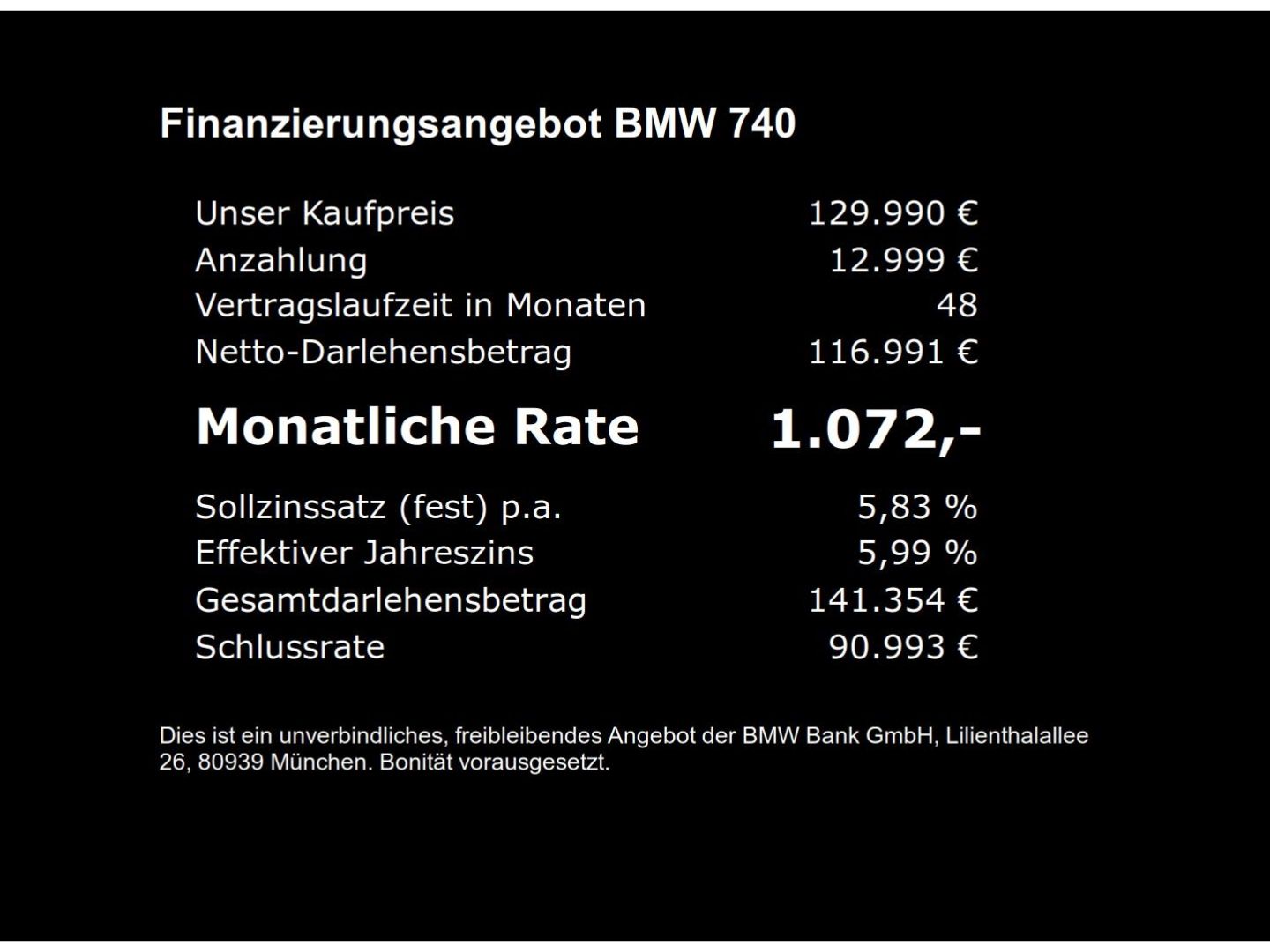 BMW 740 d xDrive M Sport Pro Monat 699 € NP 174t €