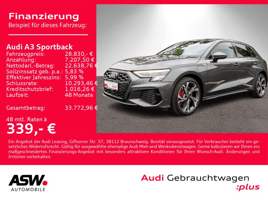 Audi A3 Sportback S line 45TFSI e NAVI LED ACC RFK VC