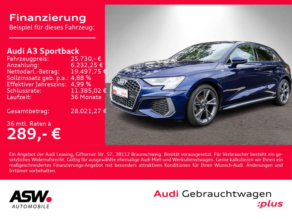 Audi A3 Sportback S line 30TDI NAVI LED GRA PDC SHZ