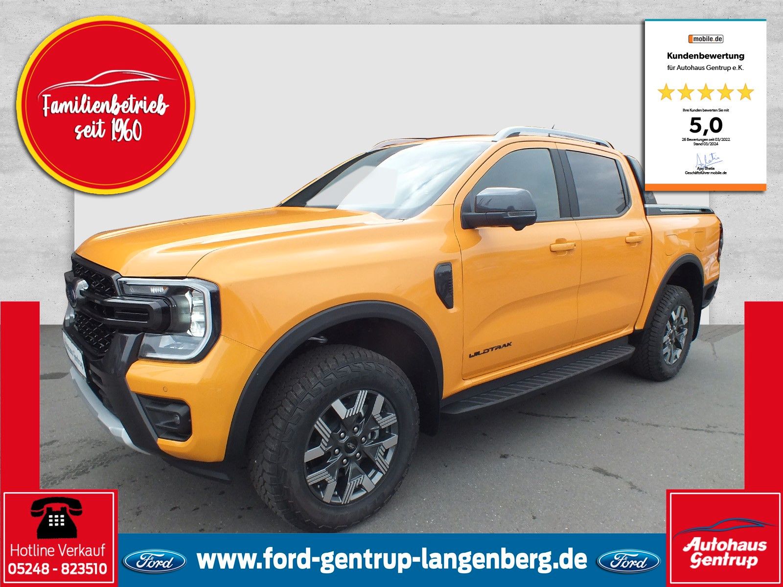 Ford Ranger PHEV Wildtrak e-4WD AHK/GJR/FGS 5 Jahre