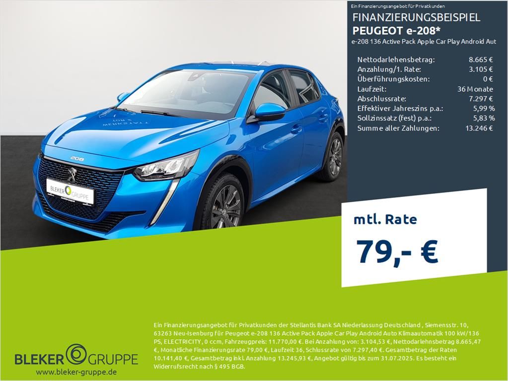 Peugeot e-208 Active Pack - Samsaru's Car Outlet