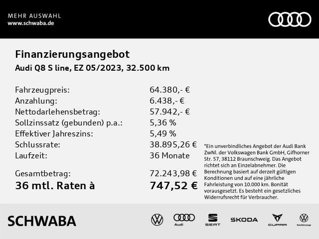 Audi Q8 55 TFSI quattro tiptronic 2x S line