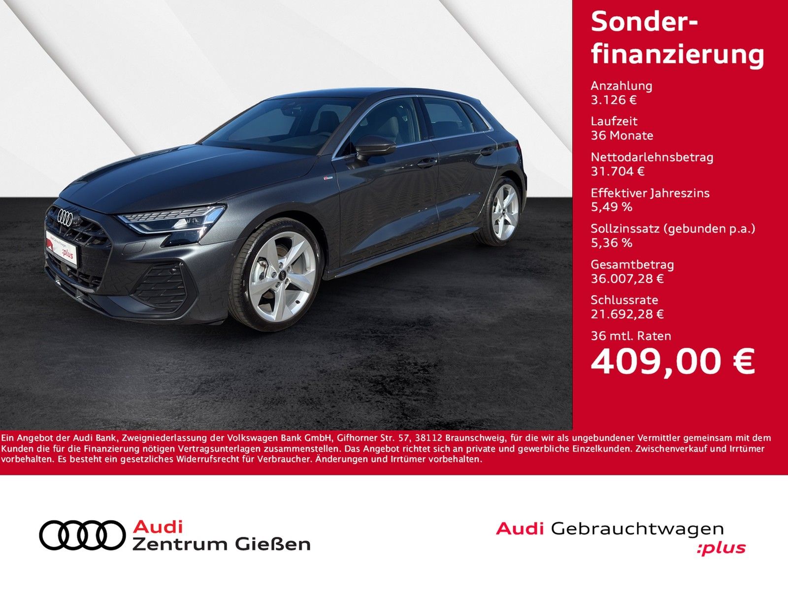 Audi A3 Sportback 35 TDI S line Pano SONOS Matrix-LED