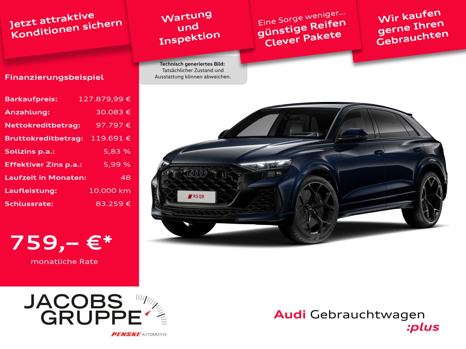 Audi RSQ8 performance Black+/Keramik/RS-AGA/HuD/Pano/