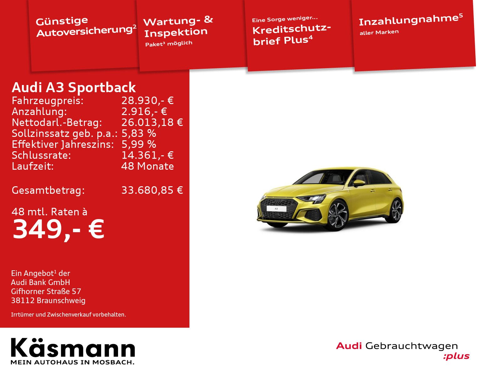 Audi A3 Sportback S line 35TFSI HUD KAM LEDER ACC NAV