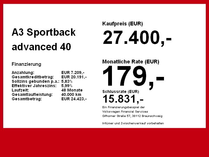 Audi A3 Sportback advanced 40 TFSI e Hybrid Assist+ #