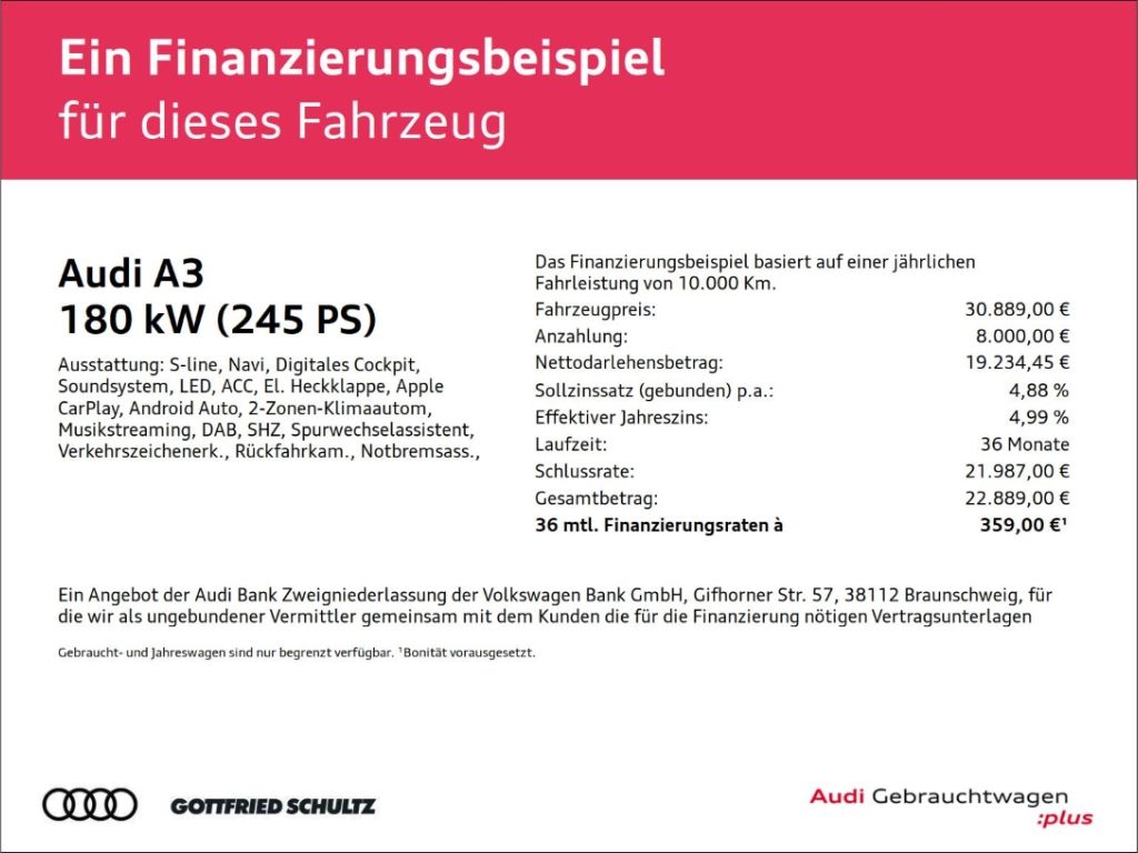 Audi A3 Sportback 45 TFSI E S-LINE ACC B&O MATRIX VIR