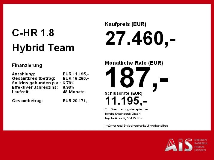 Toyota C-HR 1.8 Hybrid Team Deutschland Navi*KAM*DAB*SH