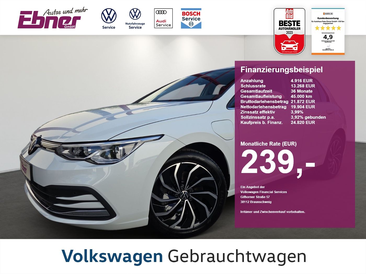 Volkswagen Golf VIII STYLE eHybrid 204PS PHEV DSG NP:46tEUR