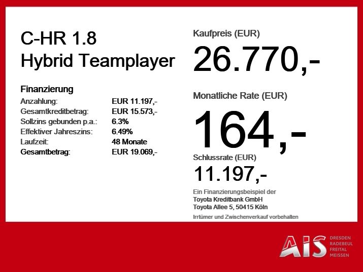 Toyota C-HR 1.8 Hybrid Teamplayer Navi*ACC*KAM*SHZ*DAB