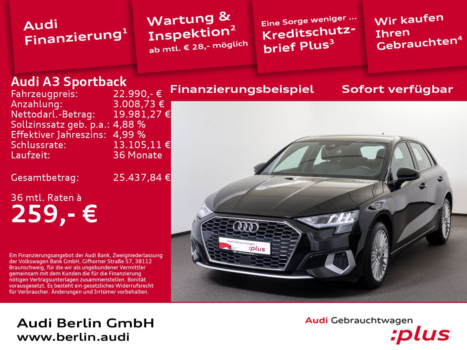 Audi A3 Sportback TFSI e Advanced 40 e S tr. PDC