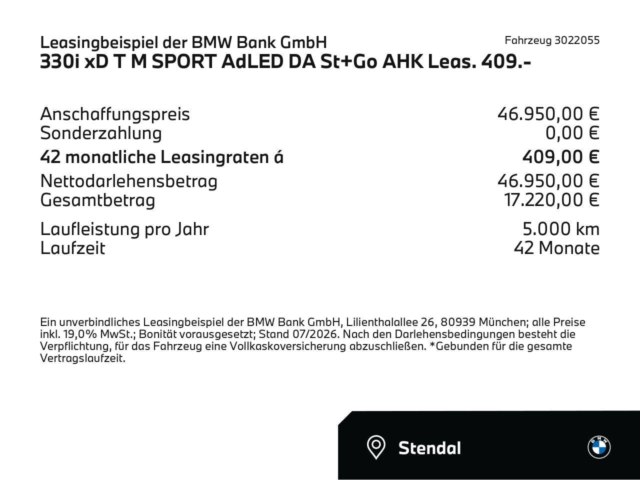 BMW 330i xD T M SPORT AdLED DA St+Go AHK Leas. 409.-
