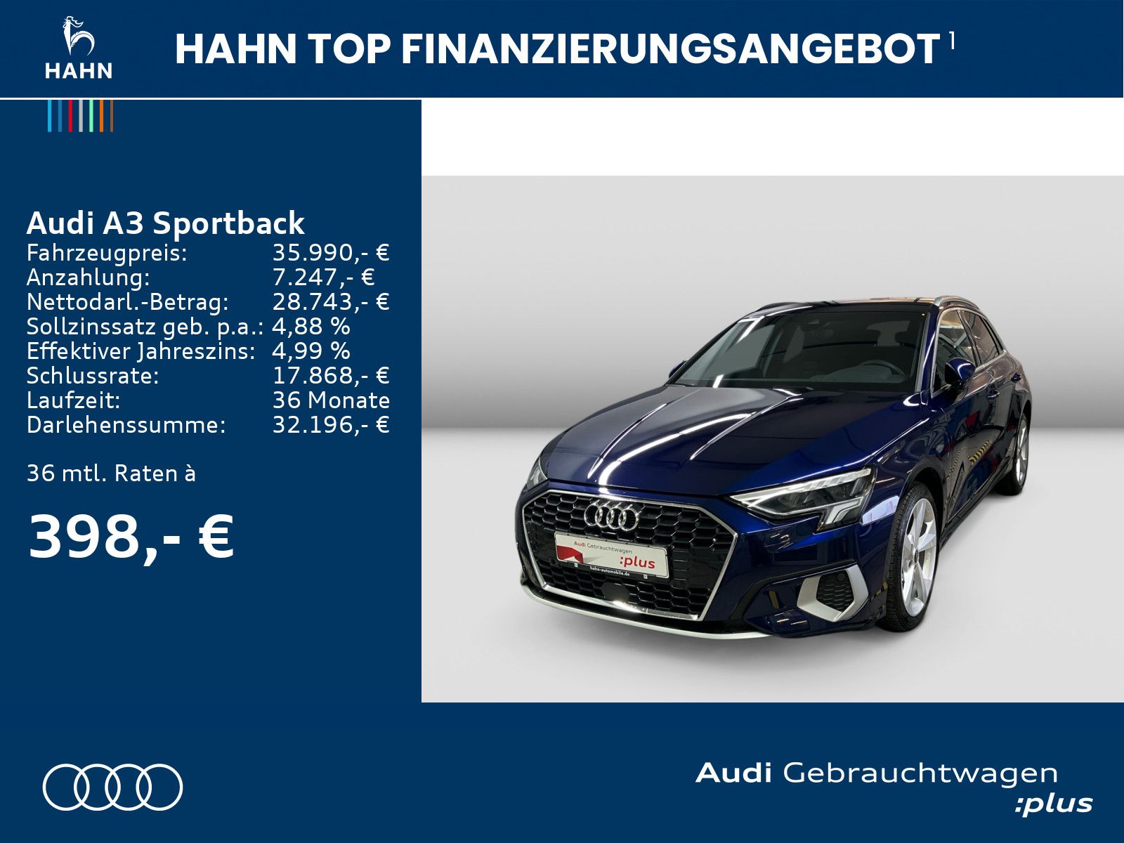 Audi A3 Sportback 40 TFSIe advanced - Samsaru's Car Outlet