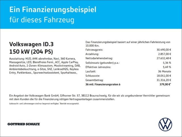 Volkswagen ID.3 Pro 150 kW Move LED NAV AHK HUD SHZ