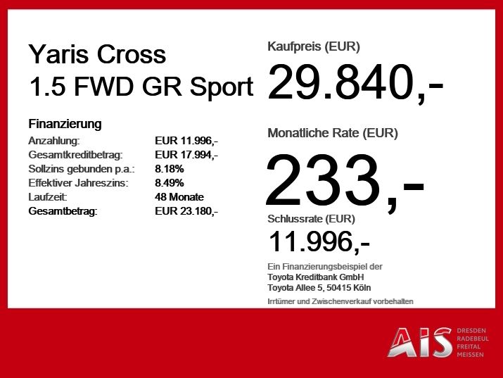 Toyota Yaris Cross 1.5 FWD GR Sport Navi*ACC*KAM*SHZ