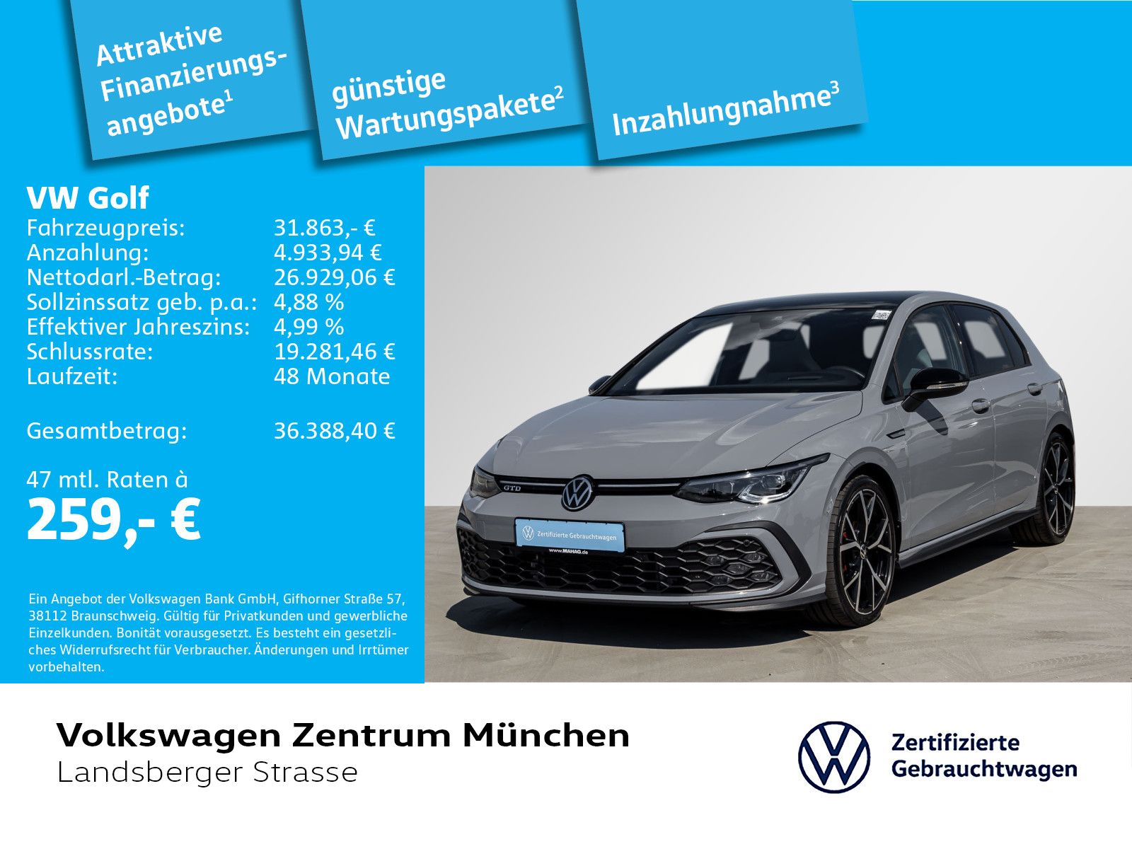 Volkswagen Golf VIII GTD 2.0 TDI AHK ACC DCC IQ.Light Navi 