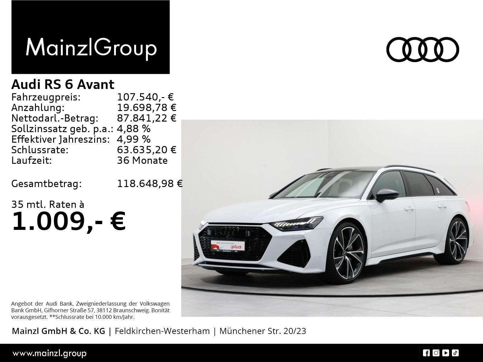 Audi RS 6 Avant AHK Matrix HUD Keramik Pano 305km/h