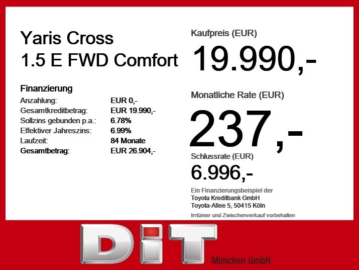 Toyota Yaris Cross 1.5 E FWD Comfort sparsamer Crossove