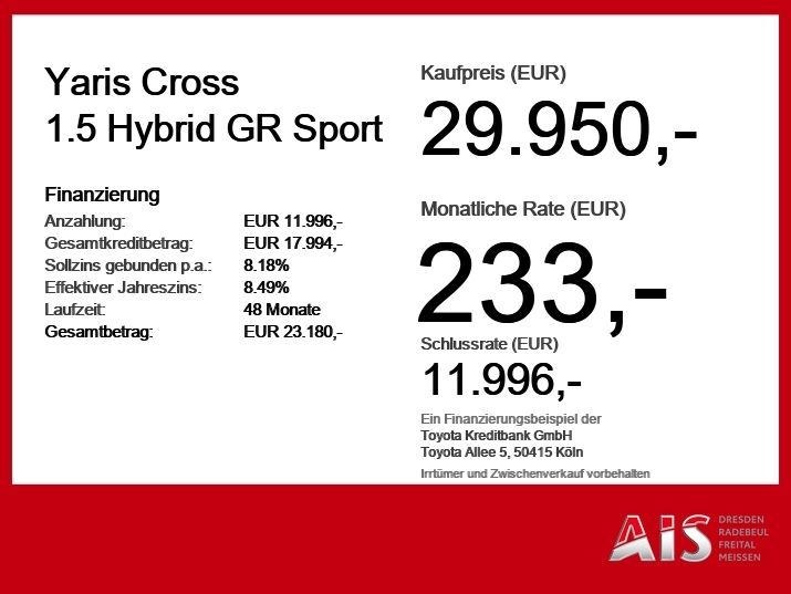 Toyota Yaris Cross 1.5 Hybrid GR Sport HUD*JBL*Navi*ACC