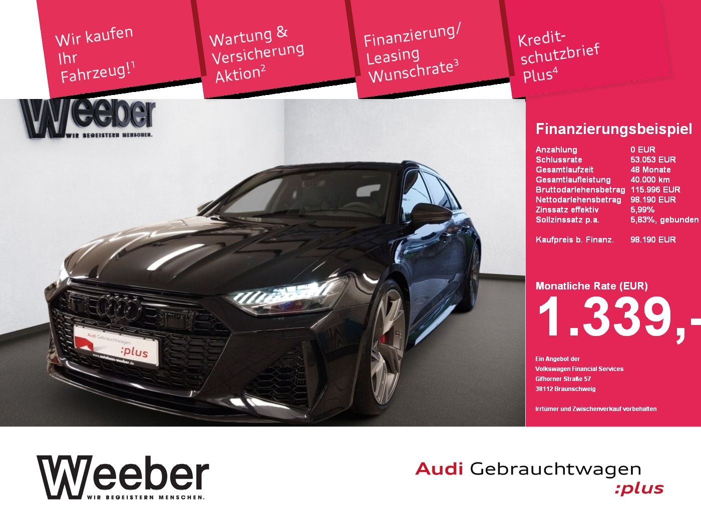 Audi RS 6 Avant HUD*B&O*MATRIX*RS Essential-Paket*KER