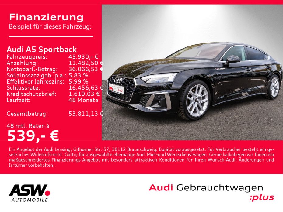 Audi A5 Sportback S line 40TFSI quatt NAVI MATRIX RFK