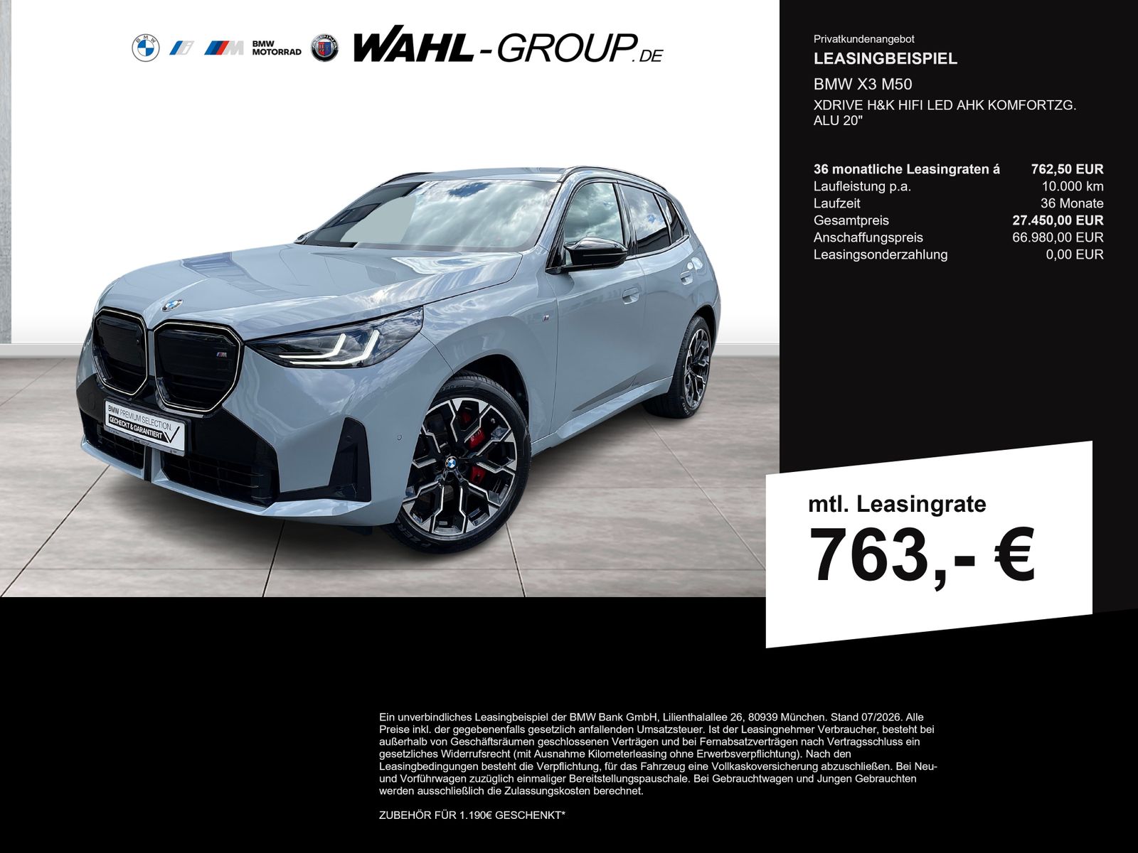 BMW X3 M50 XDRIVE H&K HIFI LED AHK KOMFORTZG. ALU 20