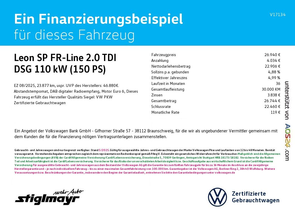 Seat Leon SP FR-Line 2.0 TDI DSG ACC+AHK+KAMERA+LED+N