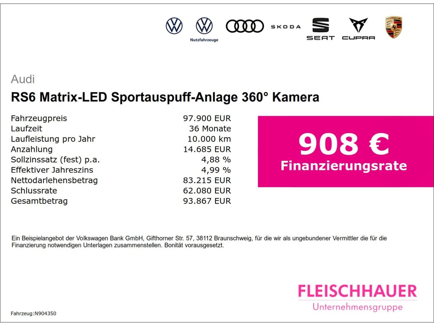 Audi RS6 Matrix-LED Sportauspuff-Anlage 360° Kamera