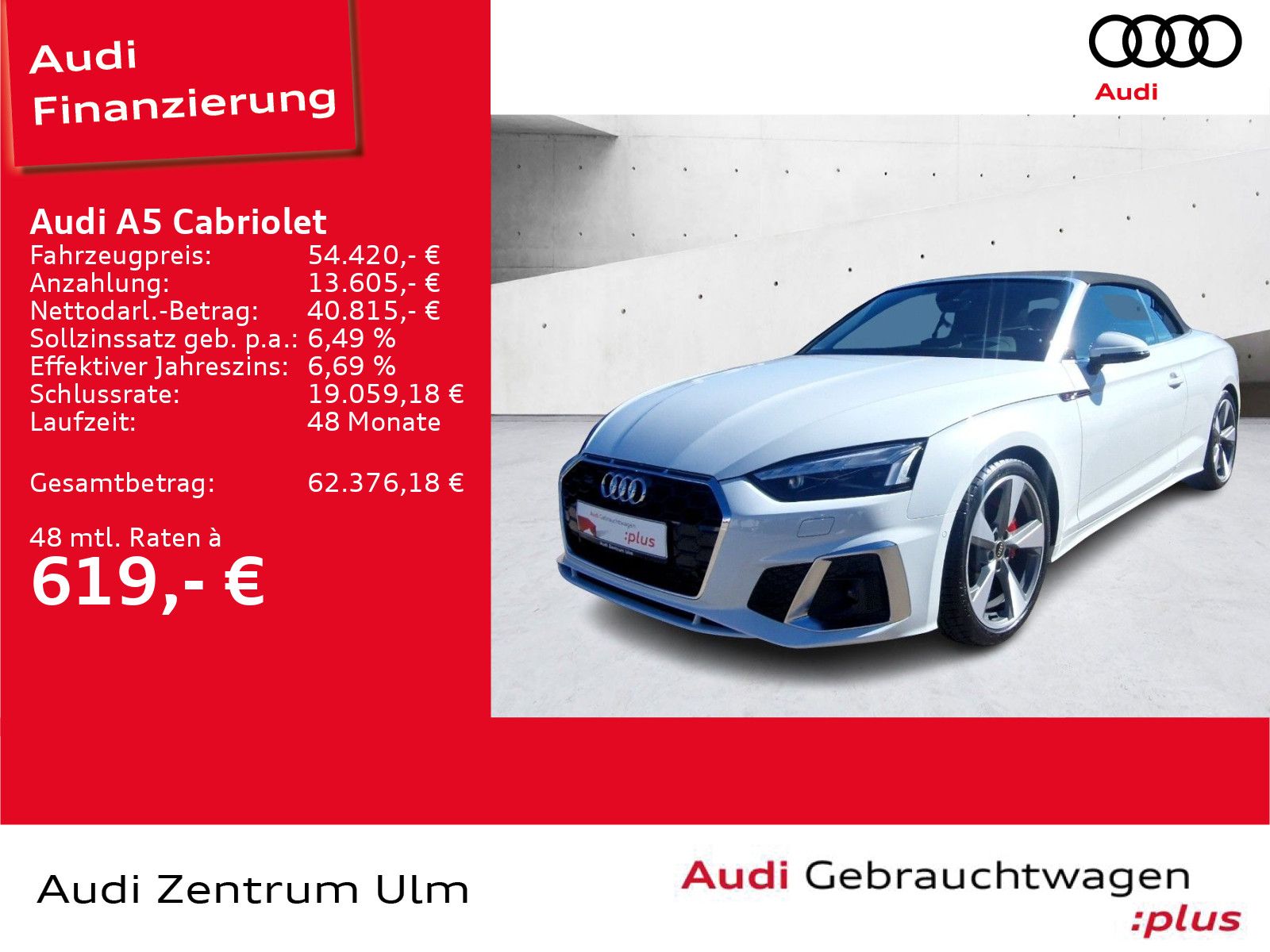 Audi A5 Cabriolet S-Line 40 TFSI qu 19 AHK HuD LEDER