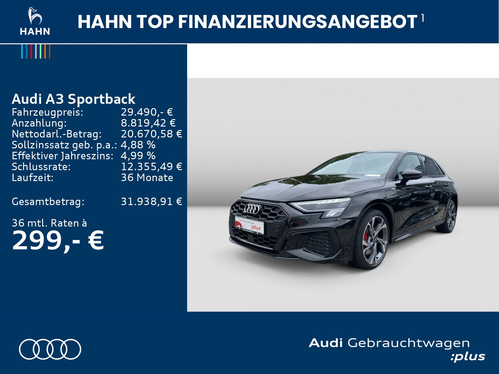 Audi A3 Sportback 45 TFSIe S tronic S line B&O LED Ca