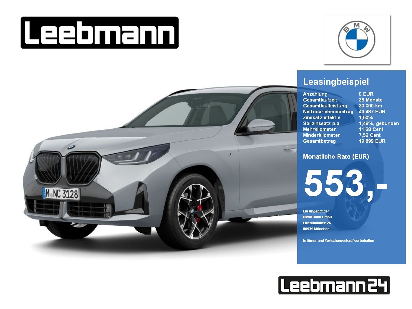 BMW X3 20d xDrive M-Sport-Pro Finanzierung ab 1,49%