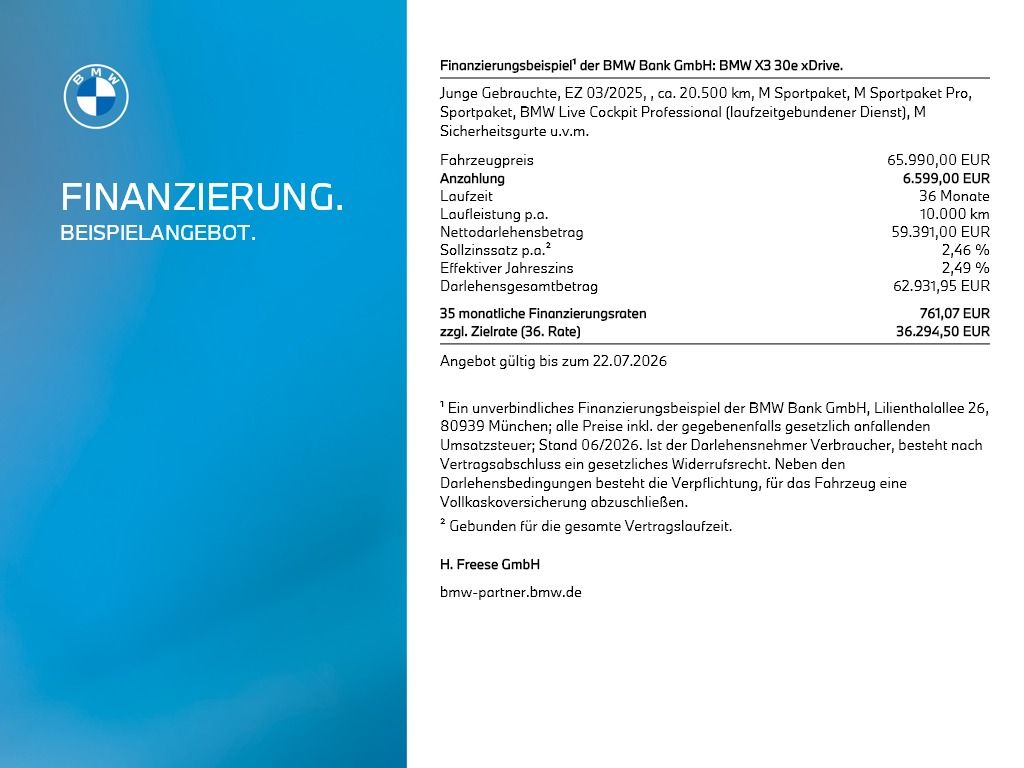 BMW X3 30e xDrive AHK 360° HEAD-UP RFK HIFI LORDOSE