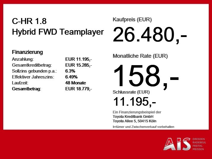 Toyota C-HR 1.8 Hybrid FWD Teamplayer CloudNavi*ACC*KAM