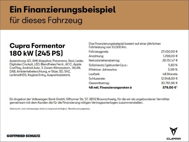 Cupra Formentor VZ HYBRID AHK PANORAMA SITZHEIZUNG EIN