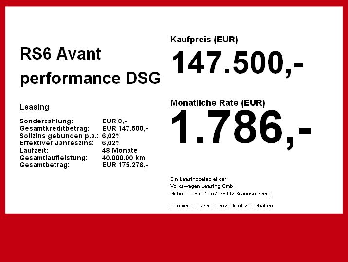 Audi RS6 Avant performance Dynamik+ MATRX Pano StHzg